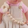 2pcs Flower Pacifier Clip, Silicone Bead Pacifier Clip for Baby Girls and Boys with Beige Brown Color Daisy Birthday Christmas Gift view 4