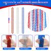 SHAOQINLIN 12 PCS Patriotic Beads Necklaces, 4th of July Bead Necklace, 4th of July Accessories, 33'' Metallic Red/Silver/Blue Party Beads for Patriotic Day, Carnival Party Favors view 2