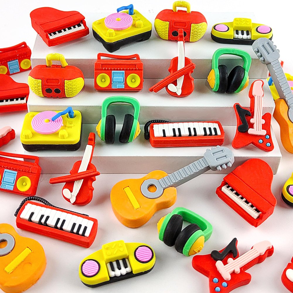 30 pcs Musical Erasers for Kids Classroom PrizesPuzzle Eraser 3D Take Apart Musical Instrument Pencil Erasers for Kids Classroom Prizes, Class Treasure Box,Game Rewards,Party Favors