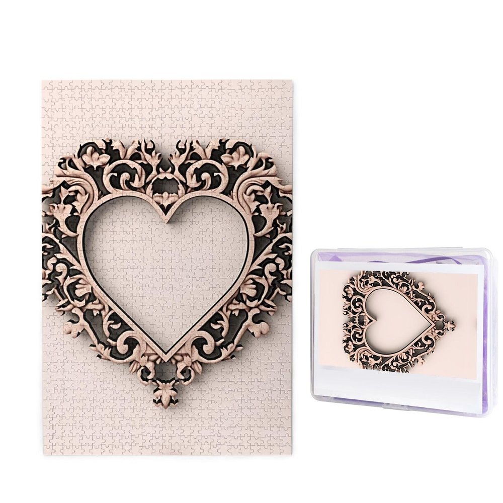 1000 Piece Jigsaw Puzzle for Adults Personalized Picture Puzzle Heart Shaped Frame Customized Wooden Puzzle for Family, Birthday, Wedding, Game Nights Gifts, 19.7"x29.5"