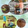 HONEY JOY Mud Kitchen, Fir Wood Kids Potting Bench Table, Removable Sink, 4 Planting Cups, Chalkboard, Outdoor Play Kitchen for Toddlers, Garden Time Mud Kitchen for Kids Outdoor Backyard view 2