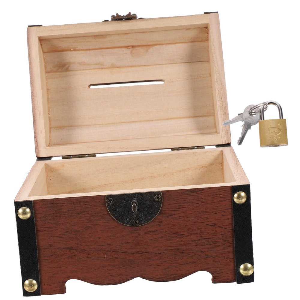 Abaodam Vintage Lockable Piggy Bank for Boy Girl Retro Money Box Treasure Chest with Sufficient Capacity for Cash and Coins Developing Savings Habits and Home