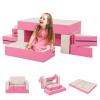 Costzon Climb and Crawl Foam Set, 4-in-1 Convertible Furniture Into Toddler Bed, Sofa, Table, Activity Play Blocks, 8-Piece Lightweight Colorful Interactive Set for Baby and Preschooler (Pink) view 1