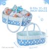 BABESIDE 9 Pcs Reborn Baby Doll Clothes Set for 17-22 Inch Dolls, Reborn Baby Dolls Accessories Doll Bassinet with Bottle Pacifier and Bear Toy for Realistic Newborn Babydolls, Blue view 2