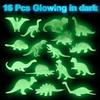 16PCS Glow in Dark Mini Dinosaur Figures for Kids Birthday Party Favors Supplies Dino Cupcake Topper Decoration Goodie Treat Bag Stuffers Pinata Fillers Treasure Carnival Prizes Valentines Day Gifts view 2