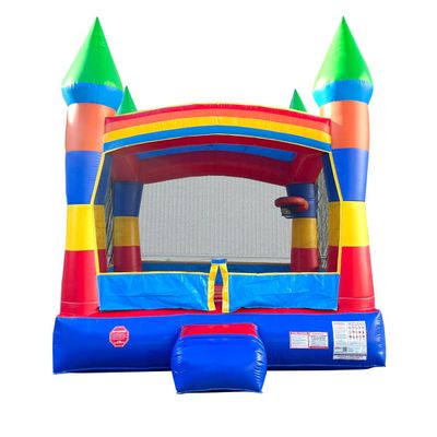 Crossover Rainbow Inflatable Bounce House for Kids and Toddlers, 13 x 12 x 14.5 Foot Bouncy Jump Castle Backyard Jumper, Commercial-Grade Vinyl, with Blower, Stakes and Storage Bag