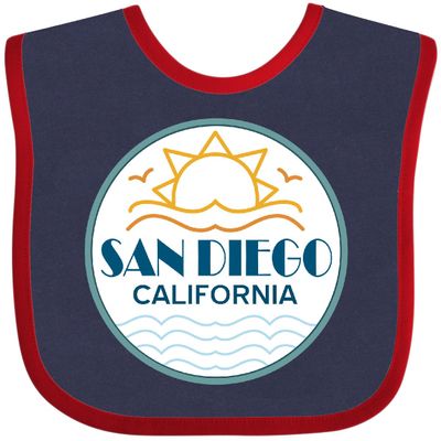 inktastic San Diego California Baby Bib Navy and Red 43901