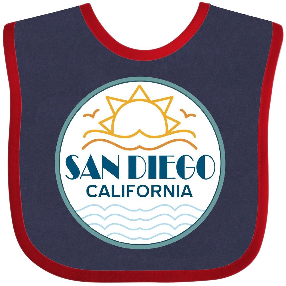 inktastic San Diego California Baby Bib Navy and Red 43901