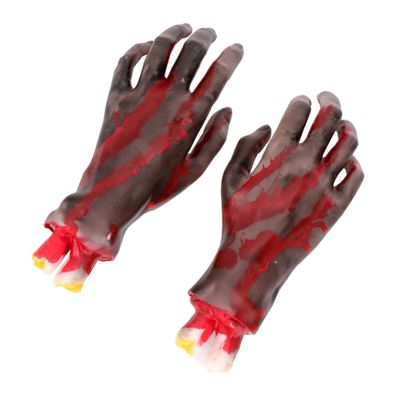 Abaodam Halloween Hand Props Realistic Dead Hand for Scary Prank Photography Party Black Pair
