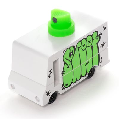 CANDYCAR Wooden Food Truck Collection - Graffiti Green, Premium Handcrafted Beech Wood Toy Car