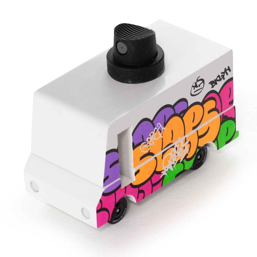 CANDYCAR Wooden Food Truck Collection - Graffiti Black, Premium Handcrafted Beech Wood Toy Car