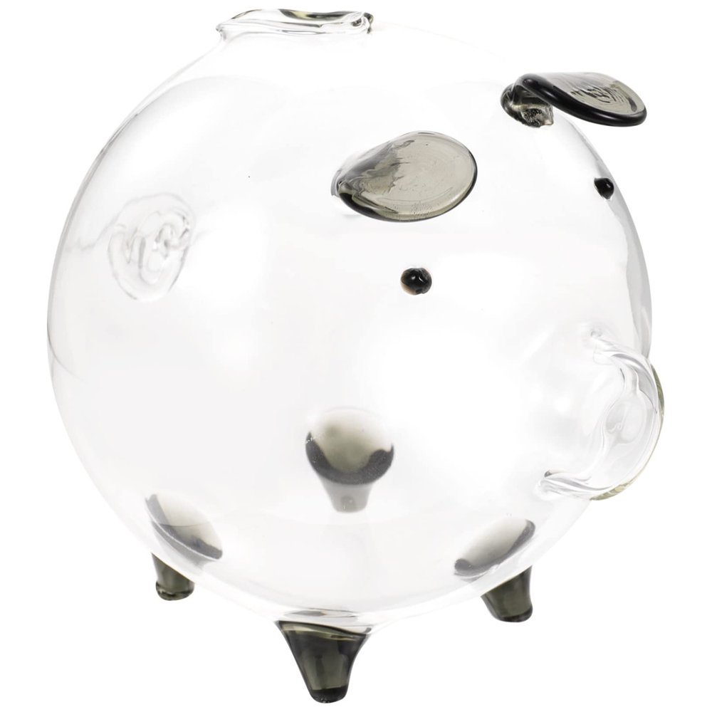 Abaodam Glass Piggy Bank for Boys and Girls Pig-Shape Coin Bank Money Holder Pot Adorable Decorative Jar