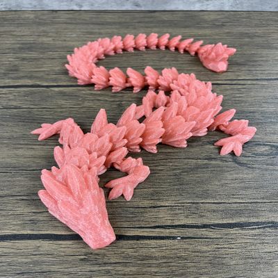 MunnyGrubbers - XL 26" Crystal Dragon Fidget Toy - Heavy Duty - 3D Printed Flexible Articulating Dragon Plastic Collectible Figurine - Surprise Egg Compatible - (Shiny Pink Dragon)