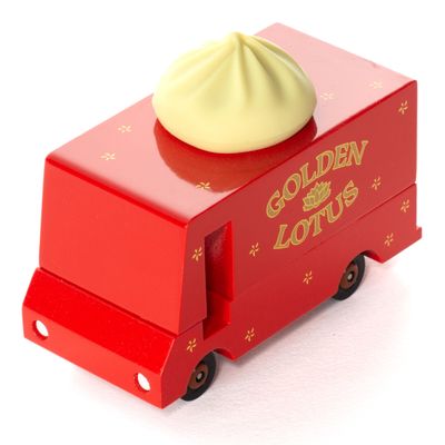 CANDYCAR Wooden Food Truck Collection - Dumpling Van, Premium Handcrafted Beech Wood Toy Car