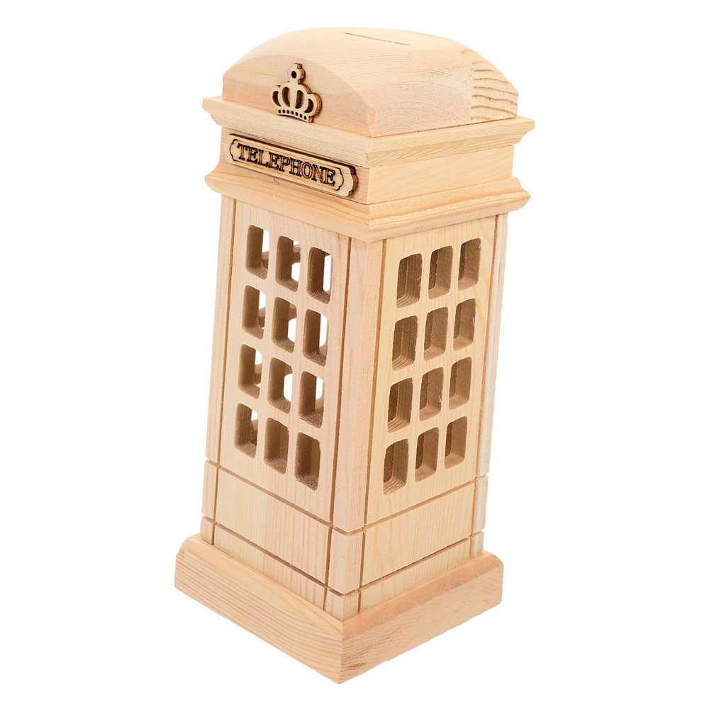Abaodam Wooden Piggy Bank Boys and Girls's Coin Pot Money Counter Feature Change Container DIY Graffiti Money Box Decorative Craft