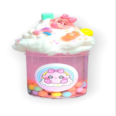 Candyland Clear Slime  6oz Non-Scented Handmade Slime with Charms & Cloud Whip  Hoshimi Slimes