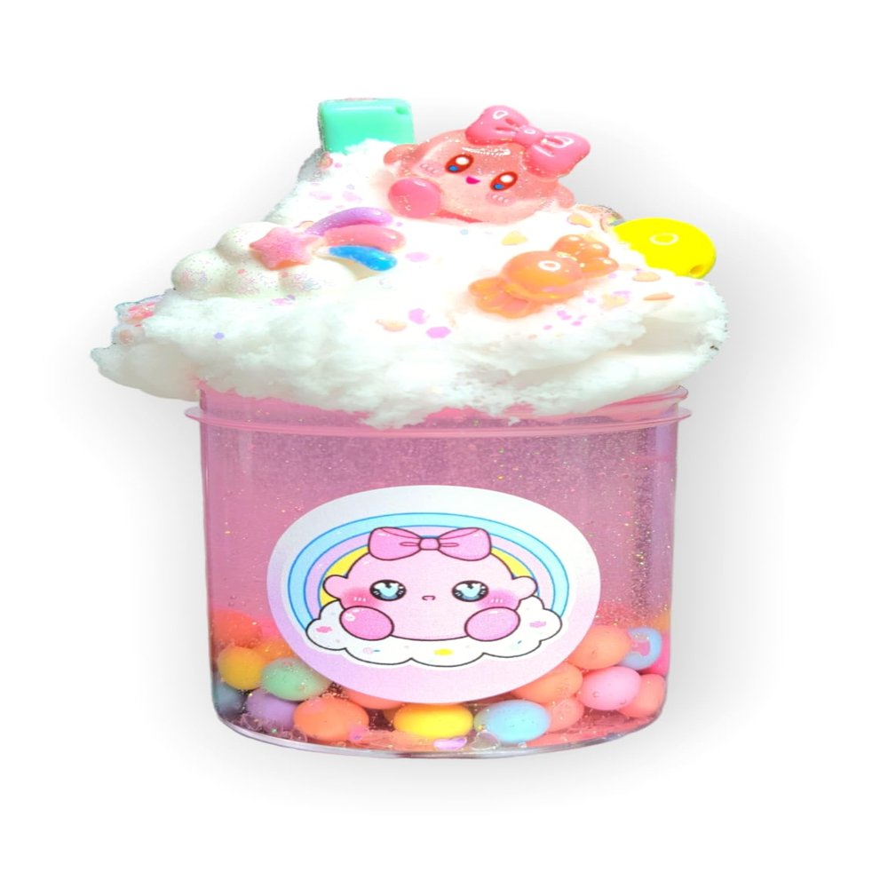 Candyland Clear Slime  6oz Non-Scented Handmade Slime with Charms & Cloud Whip  Hoshimi Slimes