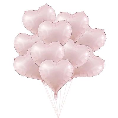 10PCs 18inch love balloons Baby Pink Heart Shape Balloons Helium Birthday Party Decorations for Girls Brithday Party, Baby Shower,Valentines Day, Princess Party (Baby Pink)