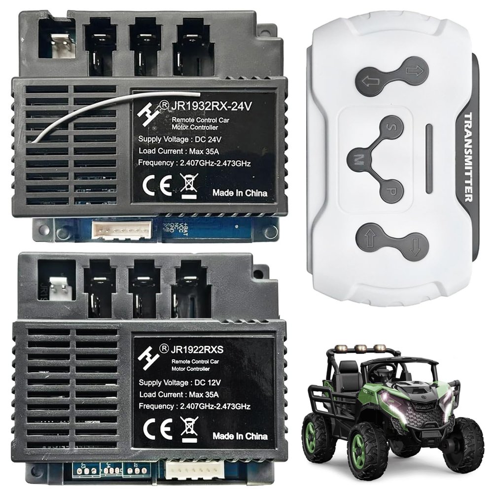 POLYNX 12 Volt JR1922RXS High Power Control Box Kit for Power Wheels Connection Kit Upgrade,2.4G Bluetooth Remote Control Controller Box Kit for Kid's Ride on Toys Car Replacement Parts