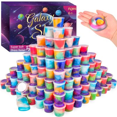 78 Pack Valentine Slime Party Favors Kit, Mini Easter Galaxy Bulk Slime Stretchy Stress Relief for Kids, Valentines Day Birthday Gifts, Classroom Reward, Goodie Bag Stuffers for Girls Boys 8-12