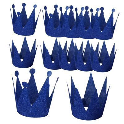 Ciieeo 12pcs Glitter Birthday Crown Hats Double-sided Birthday Party Props for Boys and Girls Headwear Princess Prince Crowns for Celebrations and