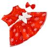 Plush Gear Red Snowflake Dress with Hair Bow for 14 - 18 Inch Stuffed Animals Holiday Outfit for Plush Toys, Teddy Bears, and Dolls Festive Christmas Dress-Up Clothes, Winter Apparel Plushie for Kids view 1