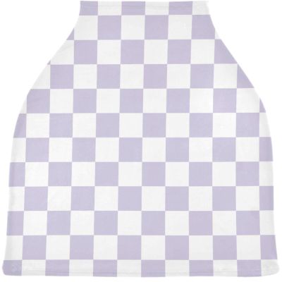 Lavender Lilac Chess Board Baby Car Seat Covers White Checkered Plaid Carseat Canopy Soft Infant Stroller Cover Nursing Breastfeeding Covers for Girls Boys Newborn Fit Summer Spring Autumn
