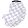 Lavender Lilac Chess Board Baby Car Seat Covers White Checkered Plaid Carseat Canopy Soft Infant Stroller Cover Nursing Breastfeeding Covers for Girls Boys Newborn Fit Summer Spring Autumn view 2