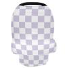 Lavender Lilac Chess Board Baby Car Seat Covers White Checkered Plaid Carseat Canopy Soft Infant Stroller Cover Nursing Breastfeeding Covers for Girls Boys Newborn Fit Summer Spring Autumn view 4