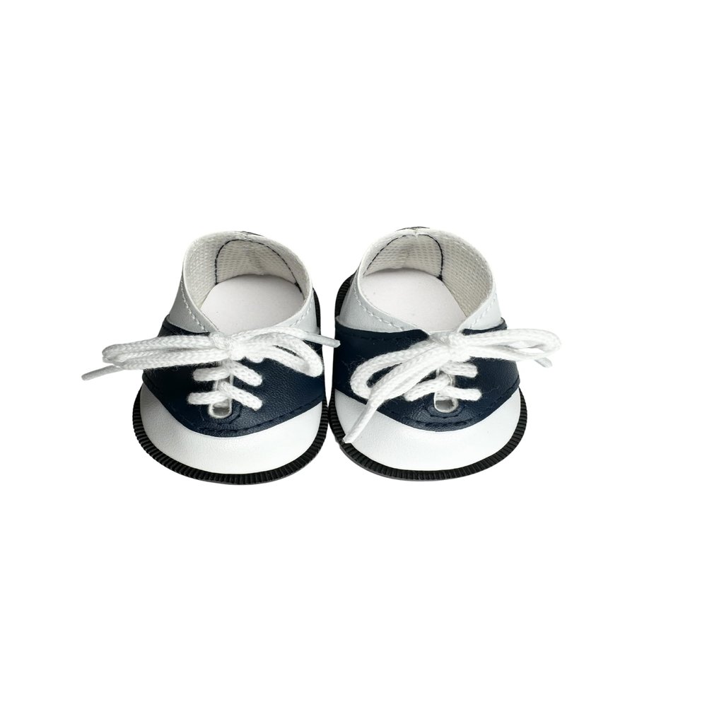 18" American Doll Shoes-Oxford Saddle Shoe in Black & White or Navy & White (Navy & White)