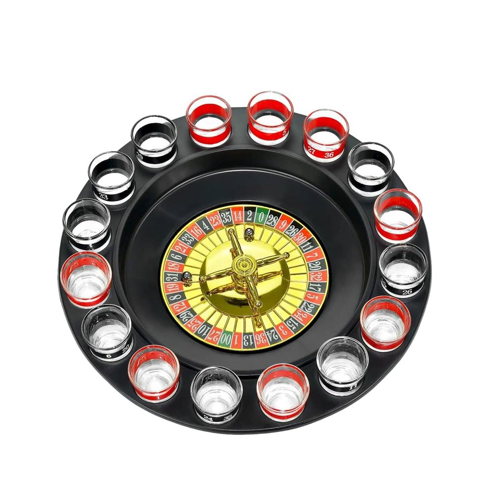 GeRRiT Roulette Sets 29cm Russian Drinking Roulette Game Creative Entertainment Roulette Props Bar Supplies Ktv Entertainment Toy Party Party Games, Black