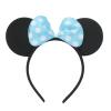 winvin Set of 24 Mouse Costume Deluxe Fabric Ears Headband White Polka Dots Bow Boys Girls Birthday Party Hairs Accessories Baby Shower Headwear Halloween Party Favors Decorations (Blue) view 2