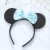 winvin Set of 24 Mouse Costume Deluxe Fabric Ears Headband White Polka Dots Bow Boys Girls Birthday Party Hairs Accessories Baby Shower Headwear Halloween Party Favors Decorations (Blue) view 3