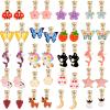 A chic set of 20 pairs clip on earrings for girls without Pierced Ears,Vibrant Themes Like Flowers, Unicorns, Ladybugs, Butterflies, Sheep view 1
