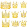 9 Pieces Crown Cake Topper, Women for Crowns Heart shaped Diamond Alloy Crown, Mini Crown, Birthday Cake Baking Decoration Paper Cup Cake Decoration (6 PCS Crown Cake Gold) view 1