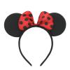 Set of 24 Mouse Costume Deluxe Fabric Ears Headband White Polka Dots Bow Boys Girls Birthday Party Hairs Accessories Baby Shower Headwear Halloween Party Favors Decorations (Red With Black Dot) view 2