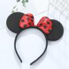 Set of 24 Mouse Costume Deluxe Fabric Ears Headband White Polka Dots Bow Boys Girls Birthday Party Hairs Accessories Baby Shower Headwear Halloween Party Favors Decorations (Red With Black Dot) view 3