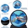 rysnwsu Moving Sand Art Picture w/Mirror, 3D Dynamic Sand Art Liquid Motion Sandscapes, Large Desktop Art, Home & Office Relaxing Desktop Decor (Blue-Turtle, 7'') view 2