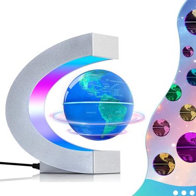 Poojaed Magnetic Levitating Floating Globe with 7 Colored Lamp, Cool Tech Gadgets Gifts World Globe for Men Father, Birthday Gifts Office Home Desk Decor Display Frame