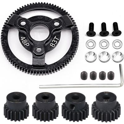 48P 83T Spur Gear Hardened Steel Transmission Gears with 18T 19T 20T 21T Pinions Gear 1/8 inch 3.175mm Hole Upgrade Parts for Traxxas RC 1/10 2WD Slash Stampede Rustler 2WD Bandit VXL XL-5 F-150 SVT