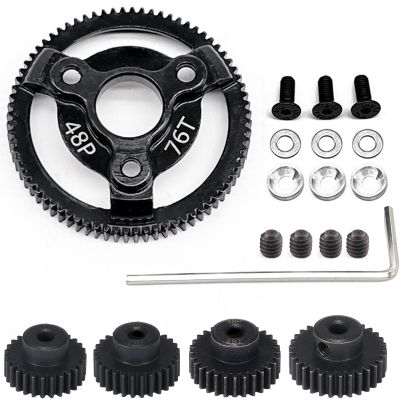 48P 76T Spur Gear Hardened Steel Transmission Gears with 27T 28T 29T 30T Pinions Gear 1/8 inch 3.175mm Hole Upgrade Parts for Traxxas RC 1/10 2WD Slash Stampede Rustler 2WD Bandit VXL XL-5 F-150 SVT