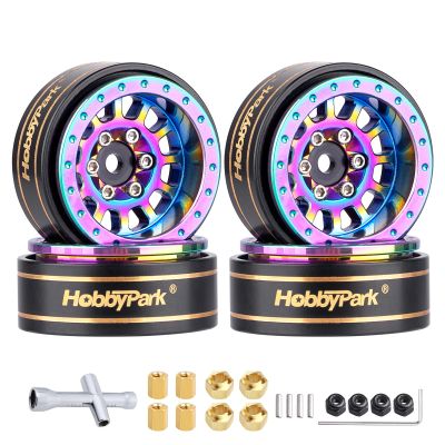 HobbyPark 1.0 Plus Beadlock Wheels Rims Rainbow Negative Offset -4mm for Traxxas TRX4M Axial SCX24 AX24 FCX24 1/24 1/18 RC Crawler Car, 4pcs