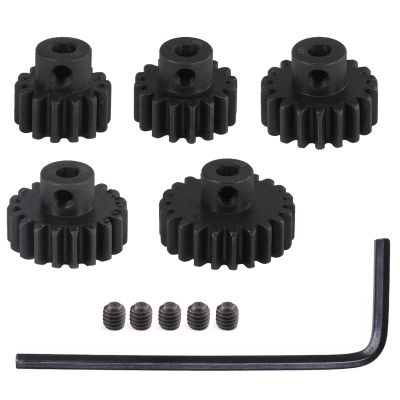 0.8M Hardened Steel Pinion Gear Set 1/8 inch 3.175mm Hole 14T 16T 18T 20T 22T with Hex Key for RC Brushless Brush Motor RC Car Upgrade(Compatible with 0.8 Metric Pitch)