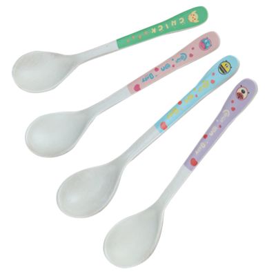 Hohopeti Set Utensils Sturdy Bamboo Fiber 4 Pieces Bright Colors Safe for Boys and Girls