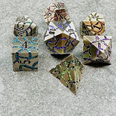 Sage's Portal Warp Stones Metal DND Dice 7 Piece Polyhedral Dice Set for DND TTRPG Dungeons and Dragons Pathfinder (Antique Silver Galaxy)