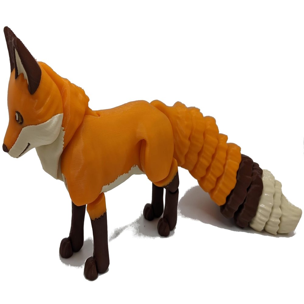 3D Printed Fox - Made to Order Articulated Multicolor Fidget Figure, Giant (Light Orange)