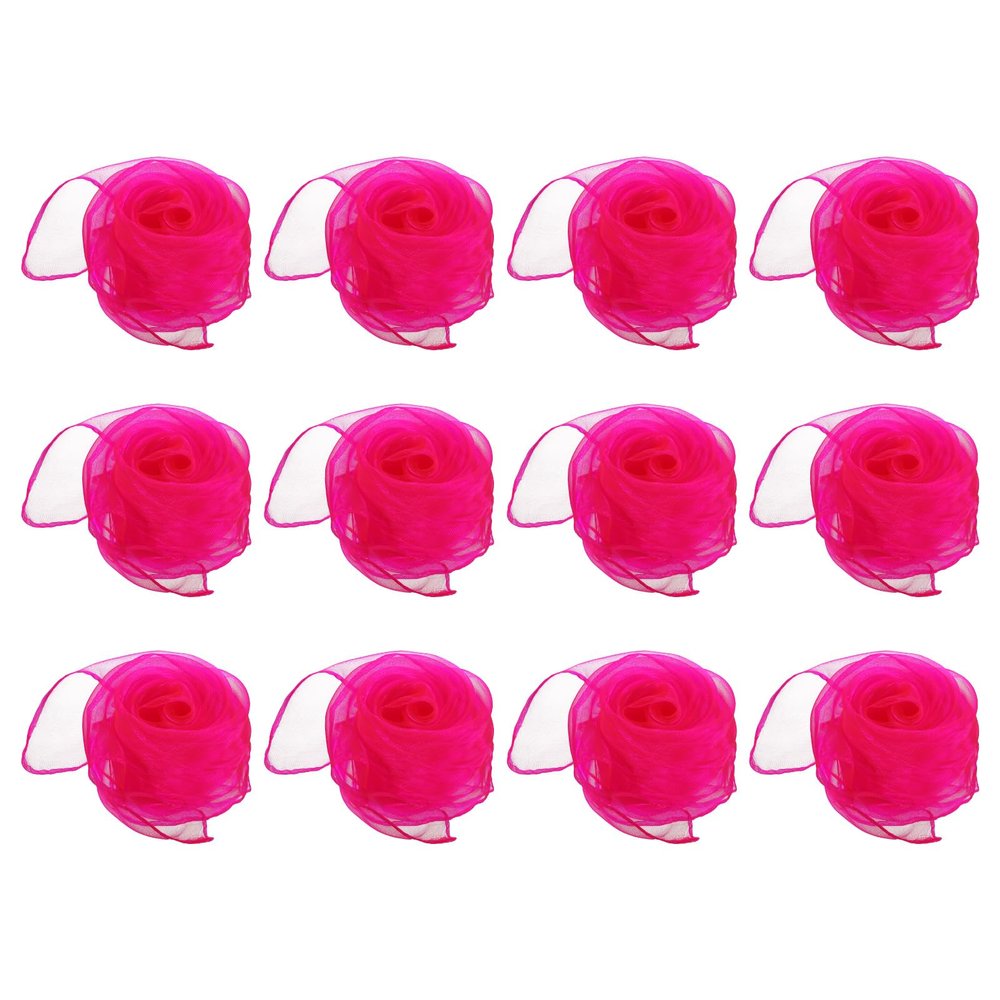 PATIKIL Dance Scarves, 12 Pcs Square Juggling Scarves 24 by 24 Inches for Play Magic Music Activity Juggling Dressing, Fluorescent Red