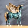Pegasus Horse Statue Unicorn Table Sculpture, Wing Divine Standing Figures Greek Flying Animal Figurines Home Dcor, Desktop Art Figure Decorations for Living Room Party (Green-Standing) view 1