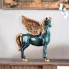 Pegasus Horse Statue Unicorn Table Sculpture, Wing Divine Standing Figures Greek Flying Animal Figurines Home Dcor, Desktop Art Figure Decorations for Living Room Party (Green-Standing) view 3