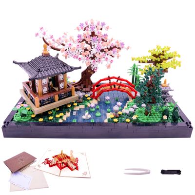 Alizdd Micro Building Blocks SetsChinese Zen Garden Architecture and Cherry Blossom Bonsai Tree Building Toys for AdultsJapanese Sakura House ModelCreative Mini Bricks Gift for Kids 14+2280 PCS